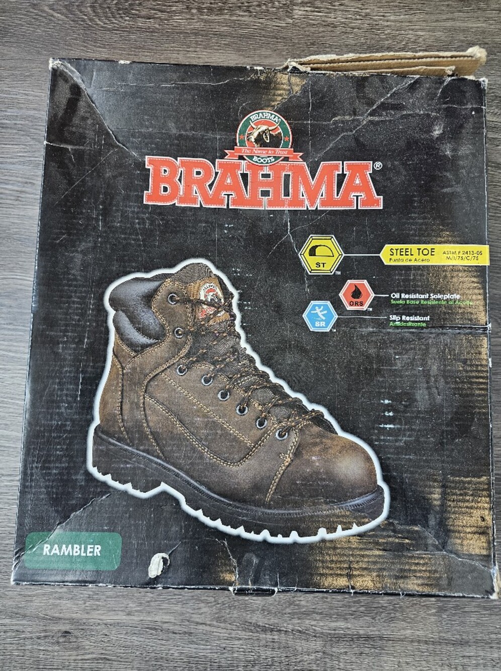 Brahma Brown and Black Men's Lace-Up Work Safety Steel Toe Boots - Rugged Trail
